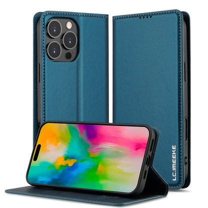 For iPhone 16 Pro Max LC.IMEEKE L1 Series Frosted Fine Texture PU Phone Case(Blue) - iPhone 16 Pro Max Cases by LC.IMEEKE | Online Shopping South Africa | PMC Jewellery | Buy Now Pay Later Mobicred