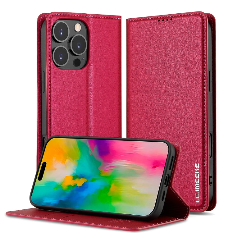 For iPhone 16 Pro Max LC.IMEEKE L1 Series Frosted Fine Texture PU Phone Case(Red) - iPhone 16 Pro Max Cases by LC.IMEEKE | Online Shopping South Africa | PMC Jewellery | Buy Now Pay Later Mobicred