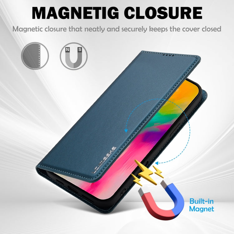 For iPhone 16 Plus LC.IMEEKE L1 Series Frosted Fine Texture PU Phone Case(Blue) - free shipping - PMC Jewellery - Order now!