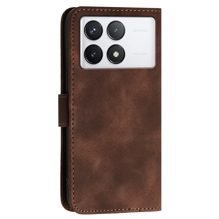 For Redmi K70 YX0080 Grid Butterfly Embossed Pattern Flip Leather Phone Case with Lanyard(Coffee) - K70 Cases by PMC Jewellery | Online Shopping South Africa | PMC Jewellery | Buy Now Pay Later Mobicred