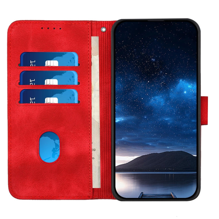 For iPhone 16 Pro YX0080 Grid Butterfly Embossed Pattern Flip Leather Phone Case with Lanyard(Red) - iPhone 16 Pro Cases by PMC Jewellery | Online Shopping South Africa | PMC Jewellery | Buy Now Pay Later Mobicred