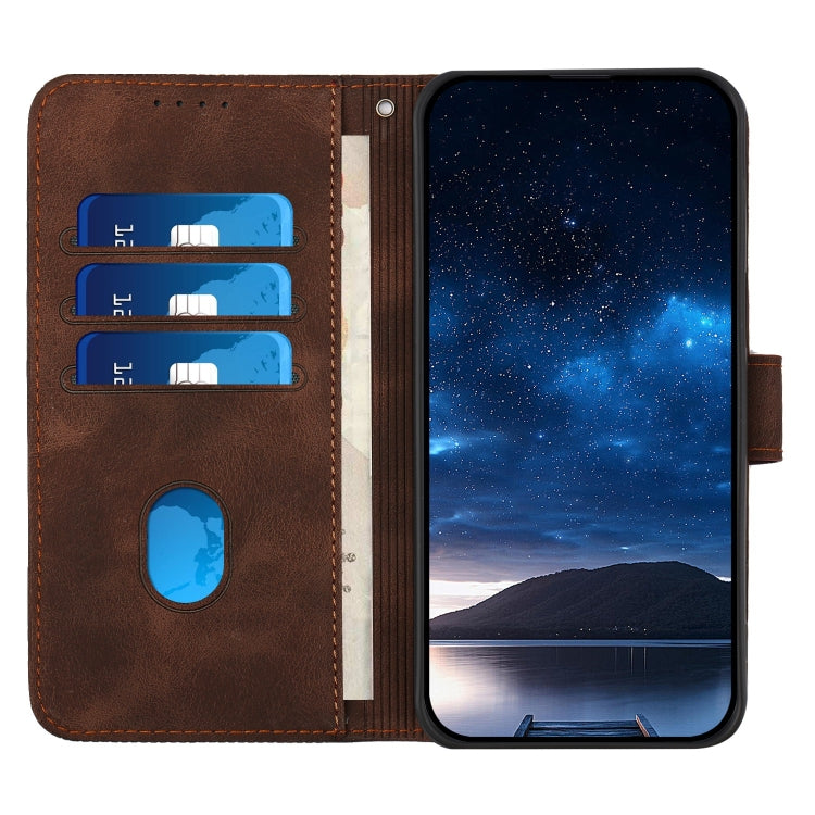 For iPhone 16e YX0080 Grid Butterfly Embossed Pattern Flip Leather Phone Case with Lanyard(Coffee) - iPhone 16e Cases by PMC TechLife | Online Shopping South Africa | PMC TechLife | Buy Now Pay Later Mobicred