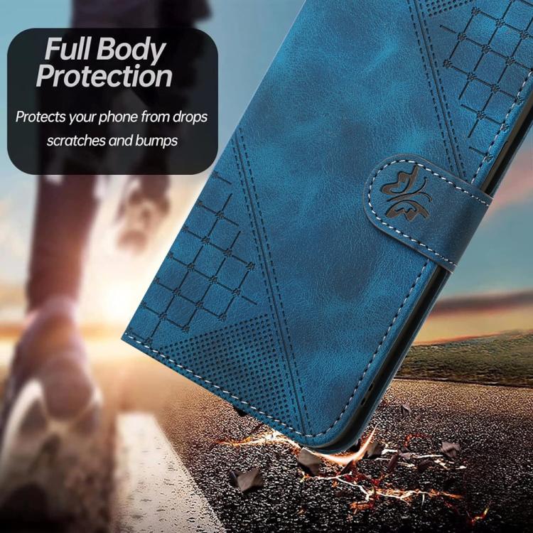 For iPhone 17 Pro Max YX0080 Grid Butterfly Embossed Pattern Flip Leather Phone Case with Lanyard(Dark Blue) - free shipping - PMc TechLife - Order now!