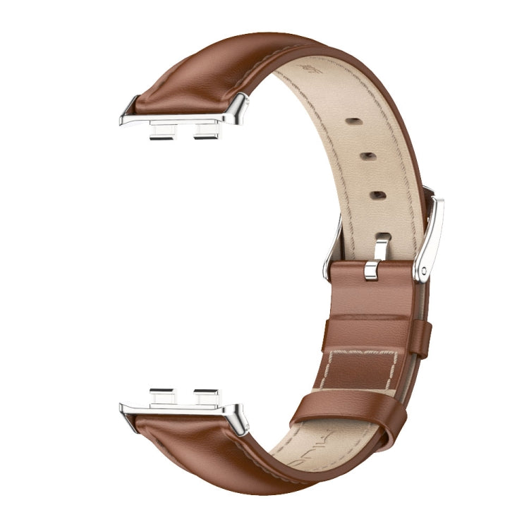 For Honor Band 10 / 9 MIJOBS Cowhide Leather Watch Band(Brown Silver) - free shipping - PMc TechLife - Order now!