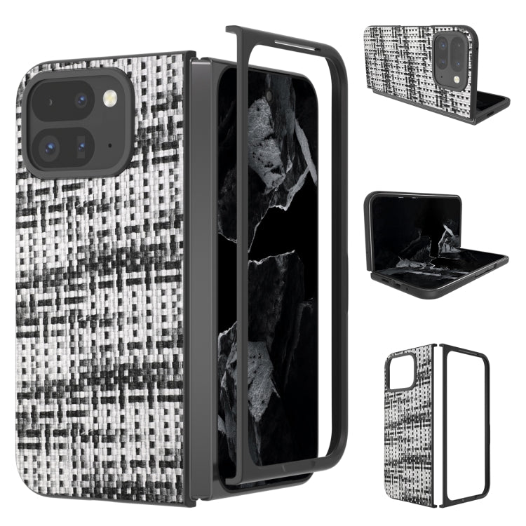 For Google Pixel 9 Pro Fold Black Frame Color Lattice Texture PU Phone Case(Black) - Google Cases by PMC Jewellery | Online Shopping South Africa | PMC Jewellery | Buy Now Pay Later Mobicred