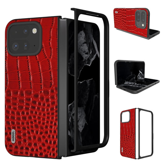 For Google Pixel 9 Pro Fold ABEEL Genuine Leather Crocodile Pattern Black Edge Phone Case(Red) - Google Cases by PMC Jewellery | Online Shopping South Africa | PMC Jewellery | Buy Now Pay Later Mobicred