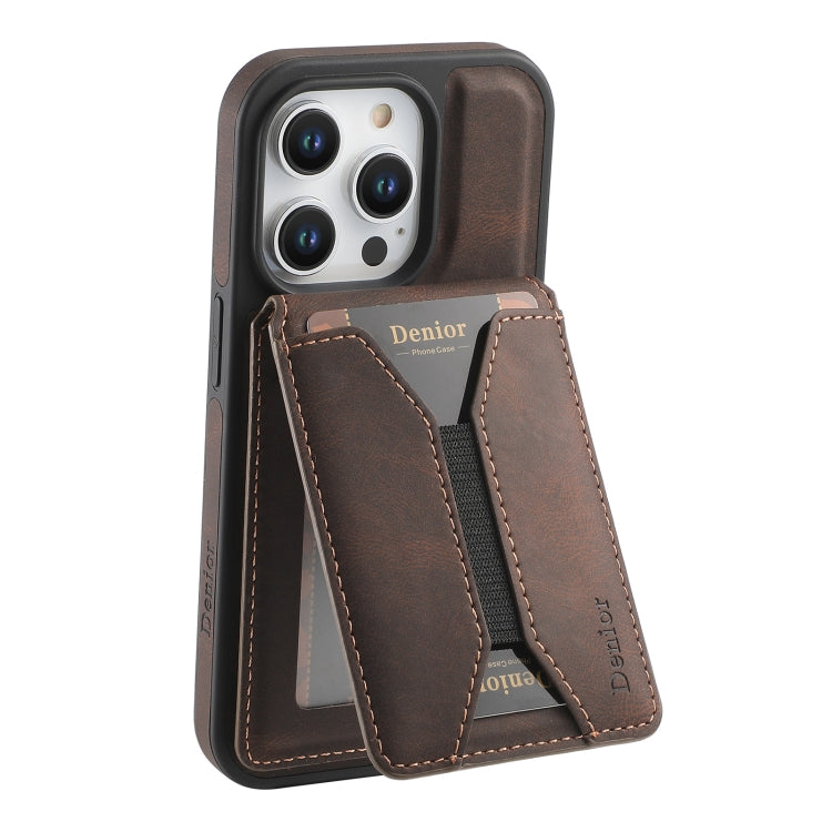 For iPhone 16 Denior D17 Skin Feel MagSafe Detachable Card Slot Phone Case(Brown) - iPhone 16 Cases by Denior | Online Shopping South Africa | PMC Jewellery | Buy Now Pay Later Mobicred