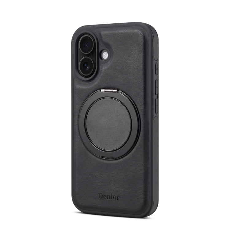 For iPhone 16 Plus Denior A14 Skin Feel Rotating Holder MagSafe Phone Case(Black) - iPhone 16 Plus Cases by Denior | Online Shopping South Africa | PMC Jewellery | Buy Now Pay Later Mobicred