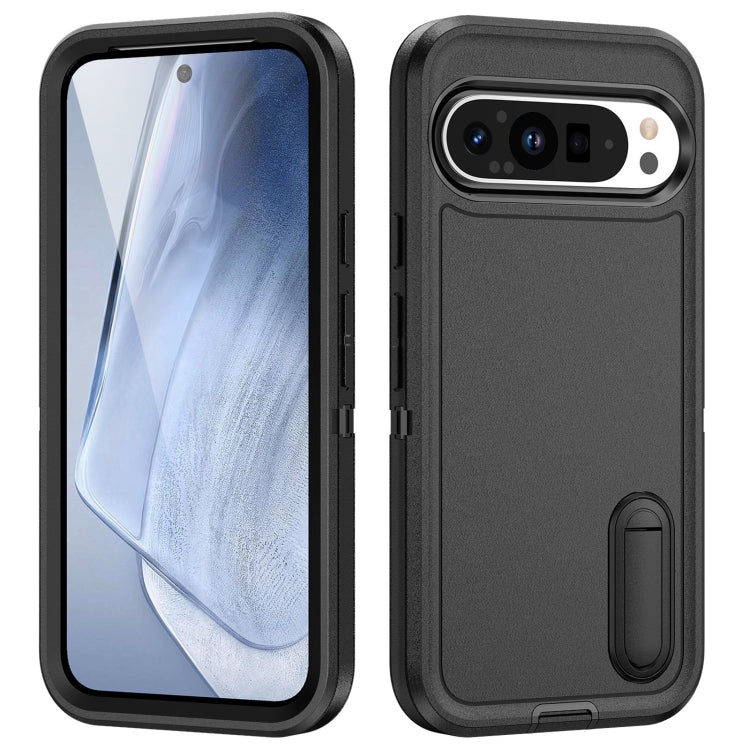 For Google Pixel 9 Pro Rugged PC + Silicone Phone Case with Holder(Black) - Google Cases by PMC Jewellery | Online Shopping South Africa | PMC Jewellery | Buy Now Pay Later Mobicred