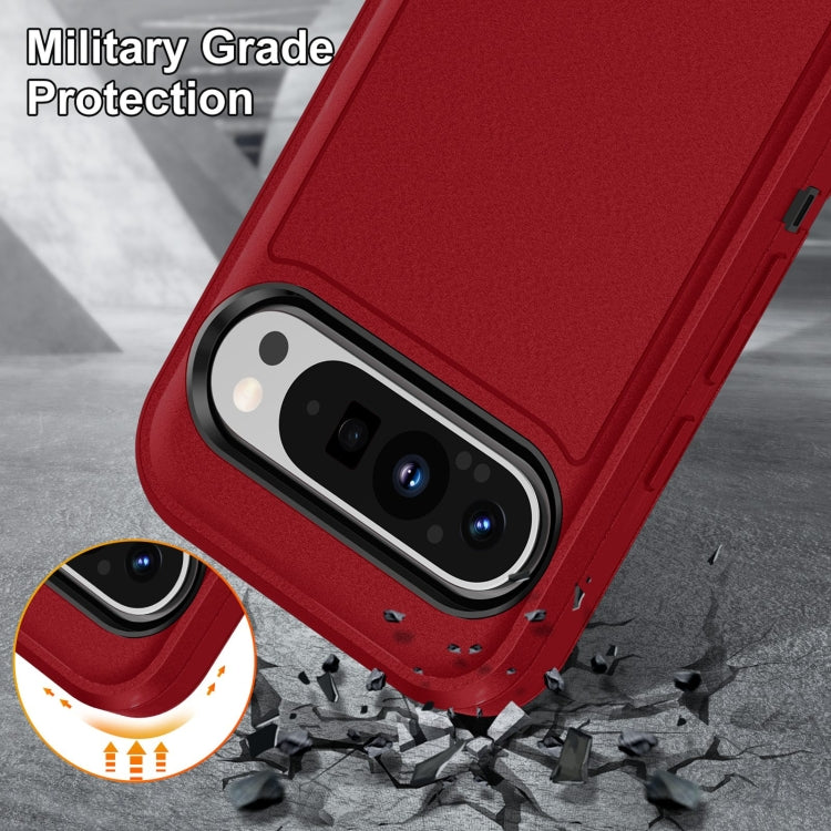 For Google Pixel 9 Pro Rugged PC + Silicone Phone Case with Holder(Red+Black) - Google Cases by PMC Jewellery | Online Shopping South Africa | PMC Jewellery | Buy Now Pay Later Mobicred