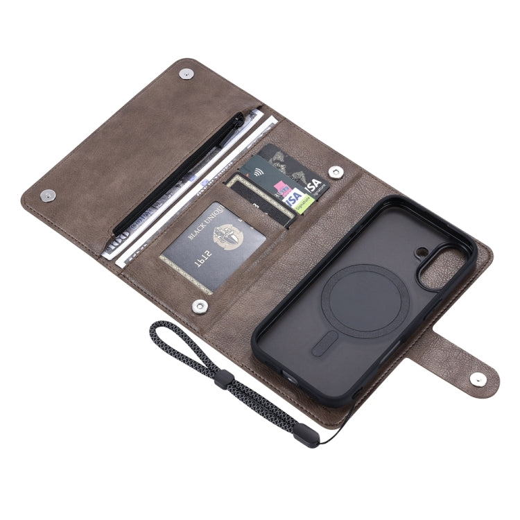 For iPhone 16 ViLi GVB Series MagSafe Magnetic RFID Leather Phone Case(Coffee) - iPhone 16 Cases by ViLi | Online Shopping South Africa | PMC Jewellery | Buy Now Pay Later Mobicred