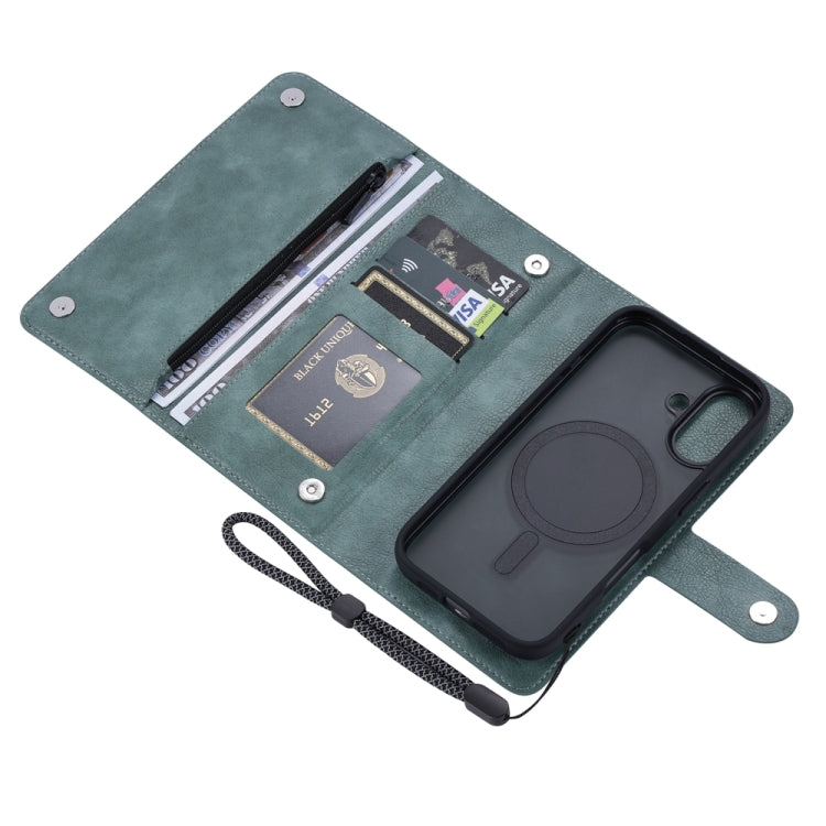 For iPhone 16 Plus ViLi GVB Series MagSafe Magnetic RFID Leather Phone Case(Green) - iPhone 16 Plus Cases by ViLi | Online Shopping South Africa | PMC Jewellery | Buy Now Pay Later Mobicred