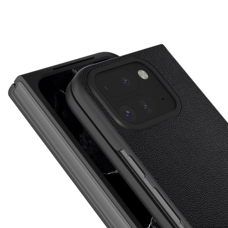 For Google Pixel 9 Pro Fold ABEEL Genuine Leather Elegant Black Edge Phone Case(Black) - Google Cases by PMC Jewellery | Online Shopping South Africa | PMC Jewellery | Buy Now Pay Later Mobicred