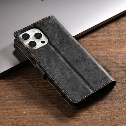 For iPhone 16 Pro N.BEKUS CSJ-P1 Solid Color Leather Phone Case(Black) - iPhone 16 Pro Cases by N.BEKUS | Online Shopping South Africa | PMC Jewellery | Buy Now Pay Later Mobicred