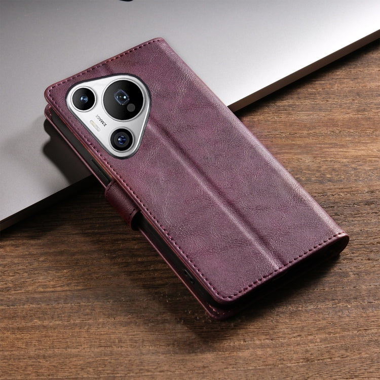 For Huawei Pura 70 Ultra N.BEKUS CSJ-P1 Solid Color Leather Phone Case(Wine Red) - Huawei Cases by N.BEKUS | Online Shopping South Africa | PMC Jewellery | Buy Now Pay Later Mobicred