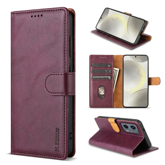 For Motorola Moto G Play 2024 N.BEKUS CSJ-P1 Solid Color Leather Phone Case(Wine Red) - Motorola Cases by N.BEKUS | Online Shopping South Africa | PMC Jewellery | Buy Now Pay Later Mobicred