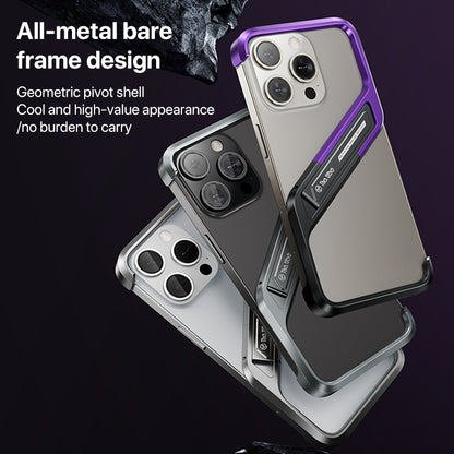 For iPhone 14 S-shaped Stand Frameless Metal Phone Case(Grey) - iPhone 14 Cases by PMC Jewellery | Online Shopping South Africa | PMC Jewellery | Buy Now Pay Later Mobicred