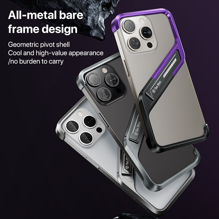 For iPhone 15 Pro S-shaped Stand Frameless Metal Phone Case(Grey) - iPhone 15 Pro Cases by PMC Jewellery | Online Shopping South Africa | PMC Jewellery | Buy Now Pay Later Mobicred