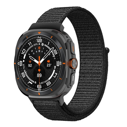 For Samsung Galaxy Watch Ultra 47mm Plastic Connector Nylon Loop Watch Band(Dark Black) - Watch Bands by PMC Jewellery | Online Shopping South Africa | PMC Jewellery | Buy Now Pay Later Mobicred