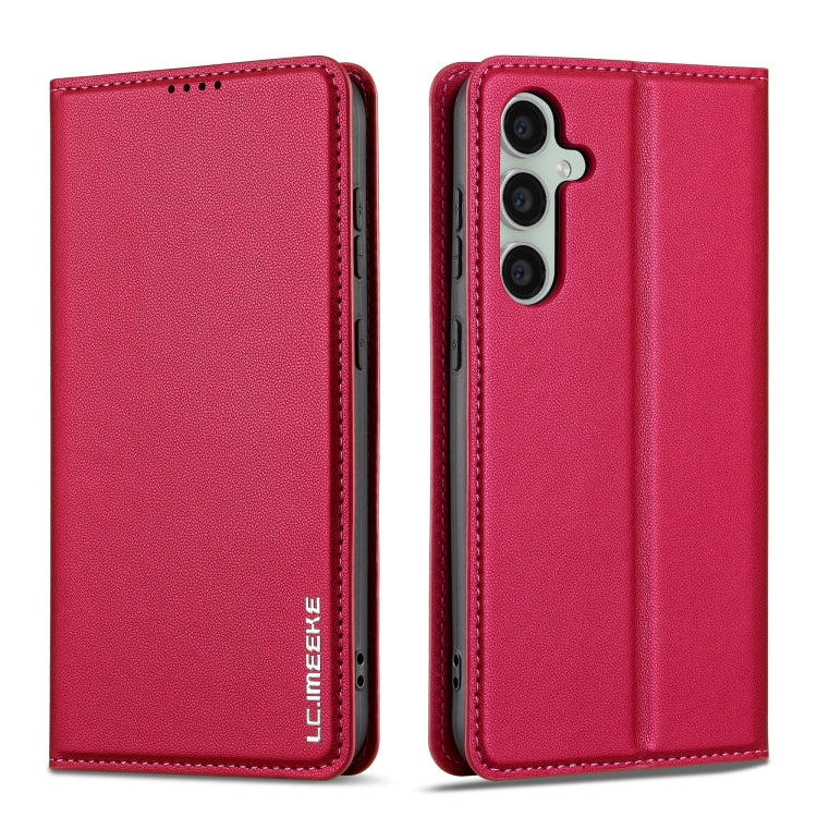 For Samsung Galaxy S24 5G LC.IMEEKE L1 Series Frosted Fine Texture PU Phone Case(Red) - Galaxy S24 5G Cases by LC.IMEEKE | Online Shopping South Africa | PMC Jewellery | Buy Now Pay Later Mobicred