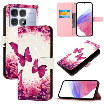 For Redmi K70 Ultra 5G Global 3D Painting Horizontal Flip Leather Phone Case(Rose Butterfly) - Xiaomi Cases by PMC Jewellery | Online Shopping South Africa | PMC Jewellery | Buy Now Pay Later Mobicred