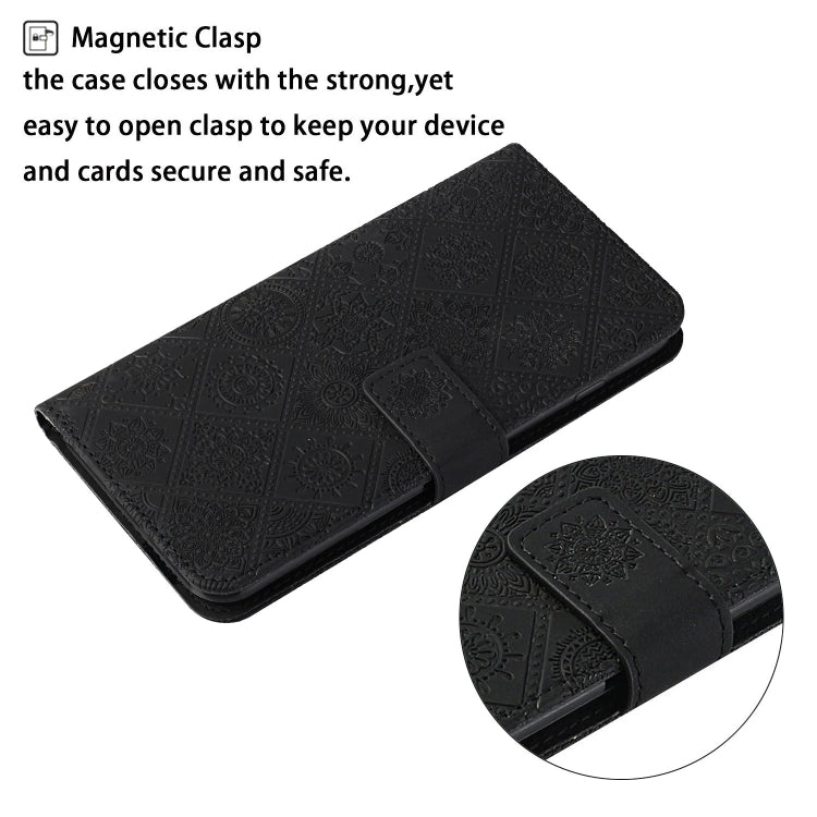 For Samsung Galaxy S25 5G Ethnic Style Embossed Pattern Leather Phone Case(Black) - Galaxy S25 5G Cases by PMC Jewellery | Online Shopping South Africa | PMC Jewellery | Buy Now Pay Later Mobicred