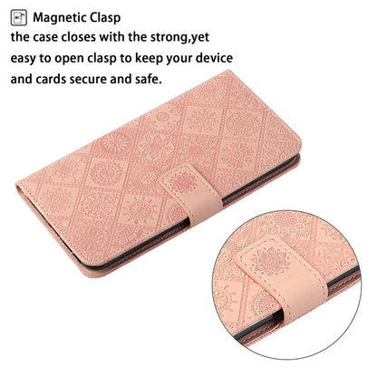 For Samsung Galaxy S25 Ultra 5G Ethnic Style Embossed Pattern Leather Phone Case(Pink) - Galaxy S25 Ultra 5G Cases by PMC Jewellery | Online Shopping South Africa | PMC Jewellery | Buy Now Pay Later Mobicred