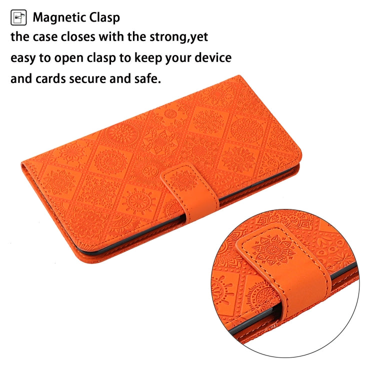 For Samsung Galaxy S25 Ultra 5G Ethnic Style Embossed Pattern Leather Phone Case(Orange) - Galaxy S25 Ultra 5G Cases by PMC Jewellery | Online Shopping South Africa | PMC Jewellery | Buy Now Pay Later Mobicred