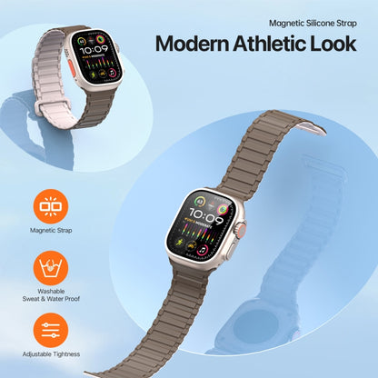 For Apple Watch Series 9 45mm DUX DUCIS KJ Series Magnetic Buckle Silicone Watch Band(Brown Grey) - Watch Bands by DUX DUCIS | Online Shopping South Africa | PMC Jewellery | Buy Now Pay Later Mobicred