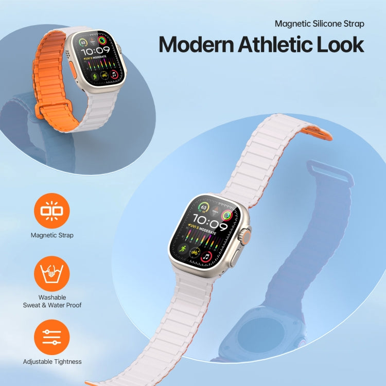 For Apple Watch Series 9 45mm DUX DUCIS KJ Series Magnetic Buckle Silicone Watch Band(Starlight Orange) - Watch Bands by DUX DUCIS | Online Shopping South Africa | PMC Jewellery | Buy Now Pay Later Mobicred