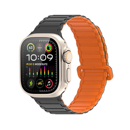 For Apple Watch SE 2022 44mm DUX DUCIS KJ Series Magnetic Buckle Silicone Watch Band(Black Orange) - Watch Bands by DUX DUCIS | Online Shopping South Africa | PMC Jewellery | Buy Now Pay Later Mobicred