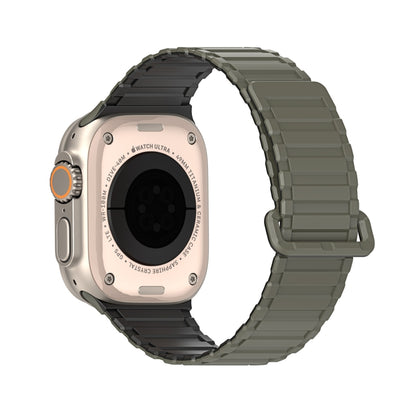 For Apple Watch Series 7 45mm DUX DUCIS KJ Series Magnetic Buckle Silicone Watch Band(Black Green) - Watch Bands by DUX DUCIS | Online Shopping South Africa | PMC Jewellery | Buy Now Pay Later Mobicred