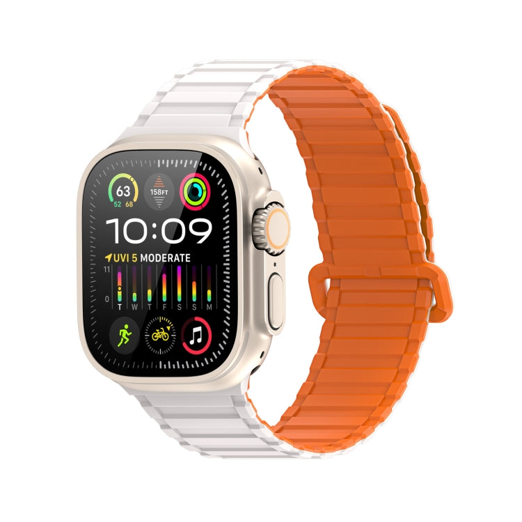 For Apple Watch Series 6 44mm DUX DUCIS KJ Series Magnetic Buckle Silicone Watch Band(Starlight Orange) - Watch Bands by DUX DUCIS | Online Shopping South Africa | PMC Jewellery | Buy Now Pay Later Mobicred