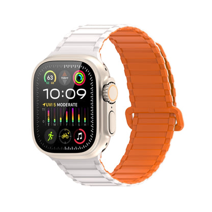 For Apple Watch Series 5 44mm DUX DUCIS KJ Series Magnetic Buckle Silicone Watch Band(Starlight Orange) - Watch Bands by DUX DUCIS | Online Shopping South Africa | PMC Jewellery | Buy Now Pay Later Mobicred