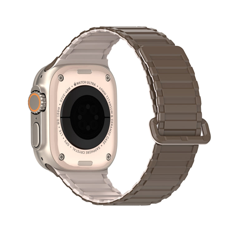 For Apple Watch Series 3 42mm DUX DUCIS KJ Series Magnetic Buckle Silicone Watch Band(Brown Grey) - Watch Bands by DUX DUCIS | Online Shopping South Africa | PMC Jewellery | Buy Now Pay Later Mobicred