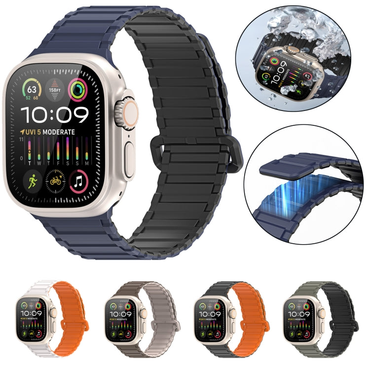 For Apple Watch Series 7 45mm DUX DUCIS KJ Series Magnetic Buckle Silicone Watch Band(Black Orange) - Watch Bands by DUX DUCIS | Online Shopping South Africa | PMC Jewellery | Buy Now Pay Later Mobicred