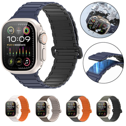 For Apple Watch Series 5 44mm DUX DUCIS KJ Series Magnetic Buckle Silicone Watch Band(Starlight Orange) - Watch Bands by DUX DUCIS | Online Shopping South Africa | PMC Jewellery | Buy Now Pay Later Mobicred