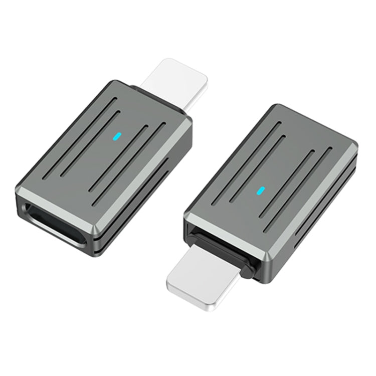 8 Pin Male to USB-C / Type-C Female Zinc Alloy PD Adapter, Support Fast Charging / Data Transmission(Gun Metal) - Converter & Adapter by PMC Jewellery | Online Shopping South Africa | PMC Jewellery | Buy Now Pay Later Mobicred