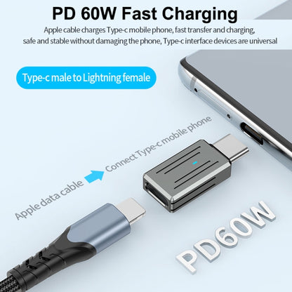 8 Pin Male to USB-C / Type-C Female Zinc Alloy PD Adapter, Support Fast Charging / Data Transmission(Gun Metal) - Converter & Adapter by PMC Jewellery | Online Shopping South Africa | PMC Jewellery | Buy Now Pay Later Mobicred