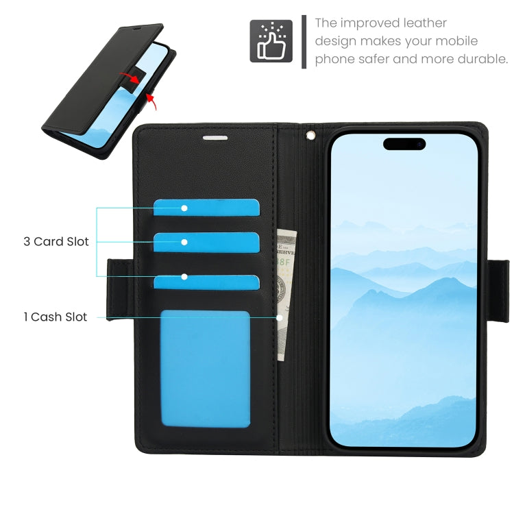 For iPhone 16 Side Buckle RFID Anti-theft Leather Phone Case(Black) - iPhone 16 Cases by PMC TechLife | Online Shopping South Africa | PMC TechLife | Buy Now Pay Later Mobicred