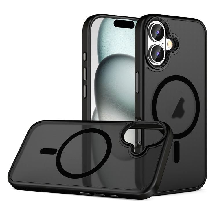 For iPhone 16 Skin Feel Frosted MagSafe Magnetic Phone Case(Transparent Black) - iPhone 16 Cases by PMC Jewellery | Online Shopping South Africa | PMC Jewellery | Buy Now Pay Later Mobicred