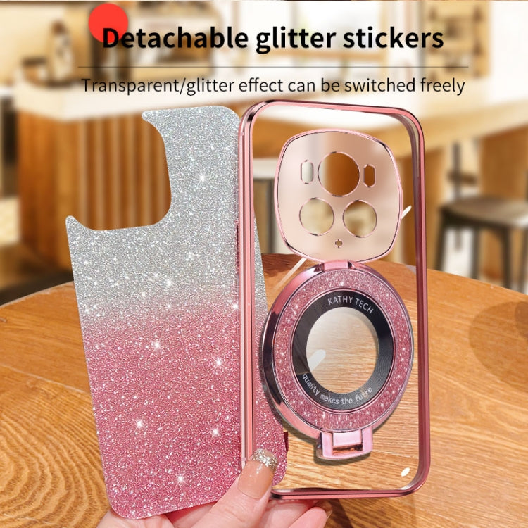 For Honor Magic6 Pro Plated Gradient Glitter Round Holder TPU Phone Case(Pink) - Honor Cases by PMC Jewellery | Online Shopping South Africa | PMC Jewellery | Buy Now Pay Later Mobicred