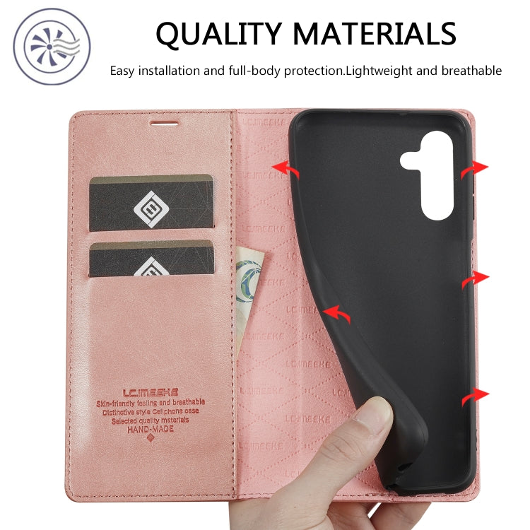 For Samsung Galaxy S24 FE 5G LC.IMEEKE Strong Magnetism Microfiber Leather Phone Case(Rose Gold) - Galaxy S24 FE 5G Cases by LC.IMEEKE | Online Shopping South Africa | PMC Jewellery | Buy Now Pay Later Mobicred