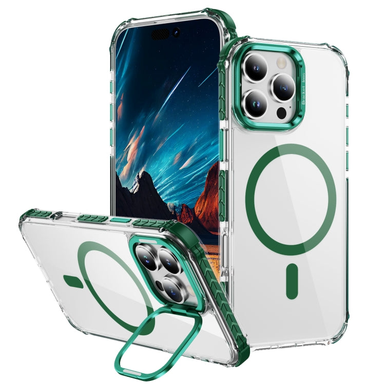 For iPhone 16 Pro Rainbow Series Transparent MagSafe Lens Holder Phone Case(Green) - iPhone 16 Pro Cases by PMC Jewellery | Online Shopping South Africa | PMC Jewellery | Buy Now Pay Later Mobicred