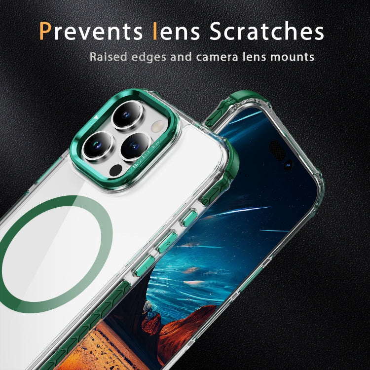 For iPhone 16 Pro Rainbow Series Transparent MagSafe Lens Holder Phone Case(Green) - iPhone 16 Pro Cases by PMC Jewellery | Online Shopping South Africa | PMC Jewellery | Buy Now Pay Later Mobicred