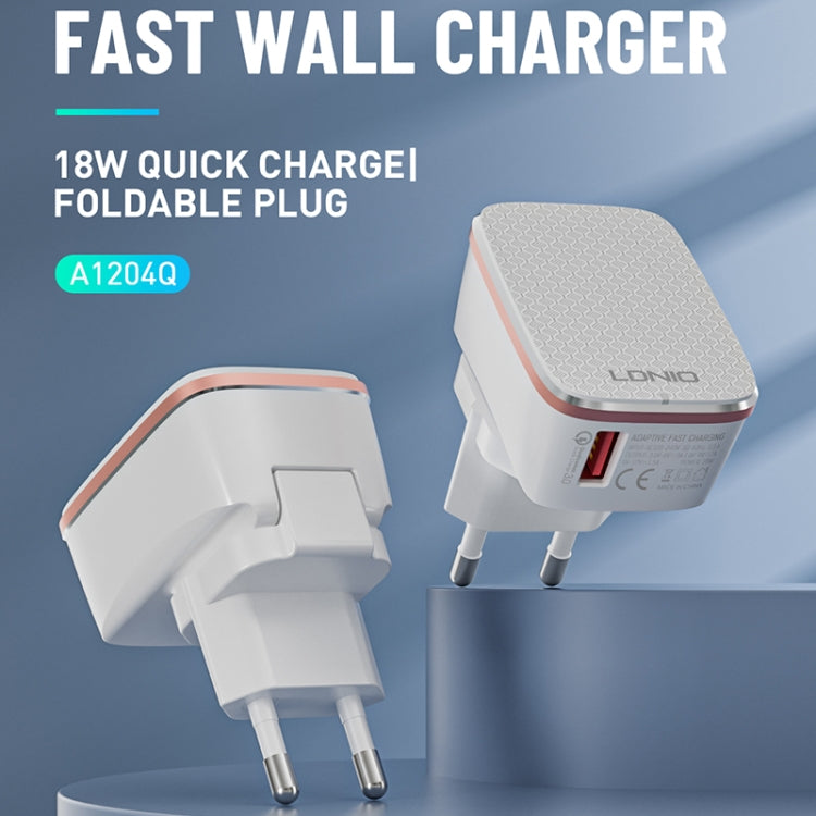 LDNIO A1204Q QC3.0 18W USB Fast Charger with 1m USB to Micro USB Cable, Plug Type:UK Plug(White Gold) - free shipping - PMC TechLife - Order now!
