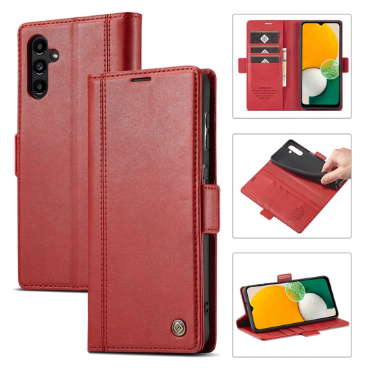 For Samsung Galaxy S24 FE 5G LC.IMEEKE Skin-friendly Card Slots Leather Phone Case(Red) - Galaxy S24 FE 5G Cases by LC.IMEEKE | Online Shopping South Africa | PMC Jewellery | Buy Now Pay Later Mobicred