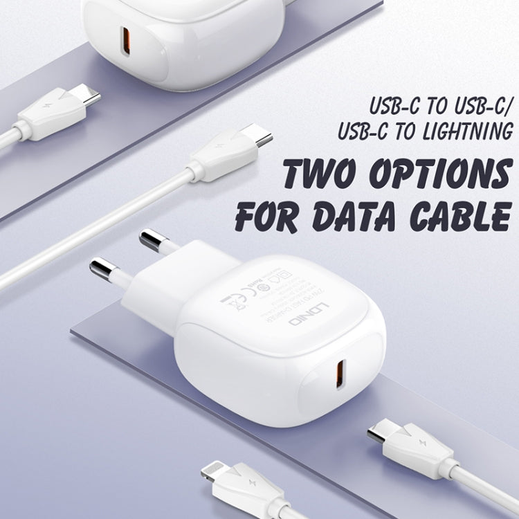 LDNIO A1206C PD27W USB-C / Type-C Fast Charger with 1m Type-C Cable, Plug Type:EU Plug(White) - free shipping - PMC TechLife - Order now!