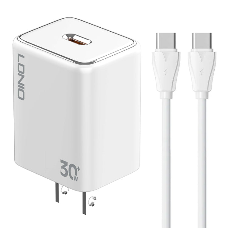 LDNIO A1508C PD30W USB-C / Type-C Fast Charger with 1m Type-C Cable(White) - USB Charger by LDNIO | Online Shopping South Africa | PMC TechLife | Buy Now Pay Later Mobicred