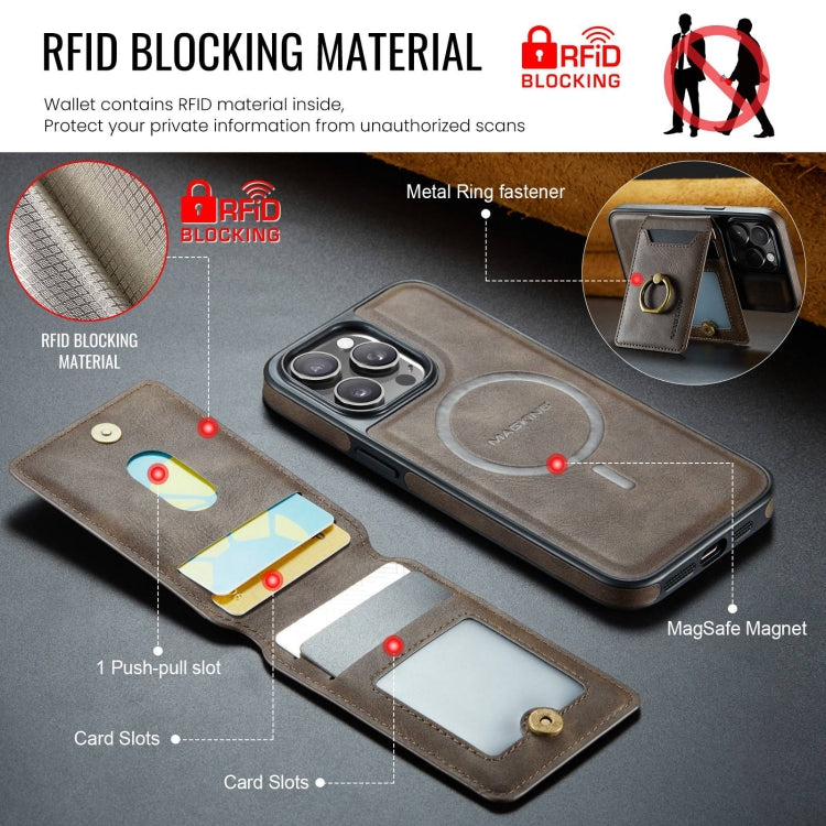 For iPhone 15 Plus DG.MING K1 MagSafe Detachable Wallet RFID Back Cover Phone Case(Coffee) - free shipping - PMC Jewellery - Order now!